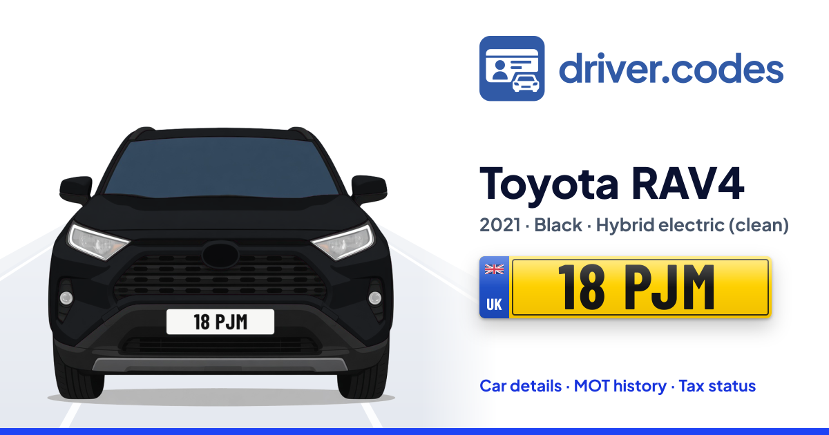 18 PJM Toyota RAV4 Black Edition HEV 4X2 CVT MOT History | Driver Codes